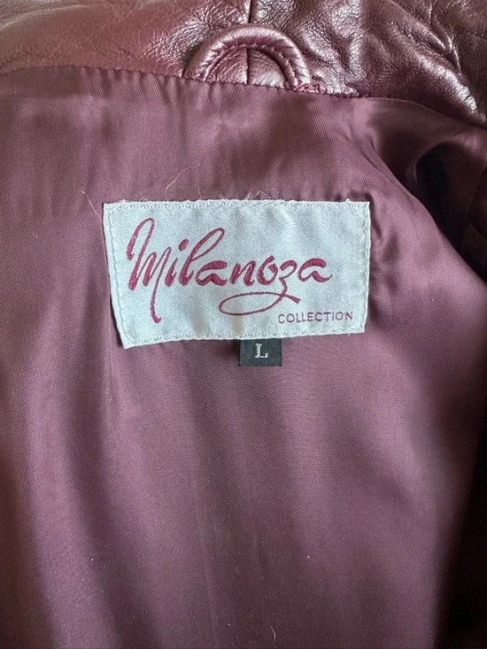 Vintage 1980s Buttery Soft Leather Coat | Funnel Neck | Burgundy - Picture 10 of 12